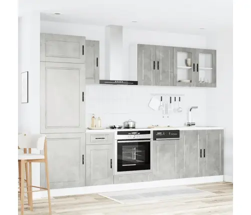 8-Daļīgs Virtuves Skapītis Komplekts, Kalmar, Betona Pelēks Vidaxl