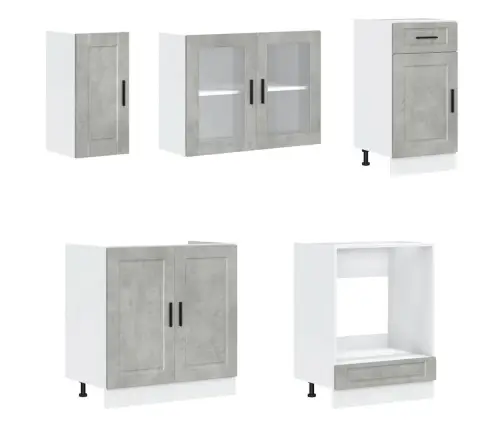 8-Daļīgs Virtuves Skapītis Komplekts, Kalmar, Betona Pelēks Vidaxl