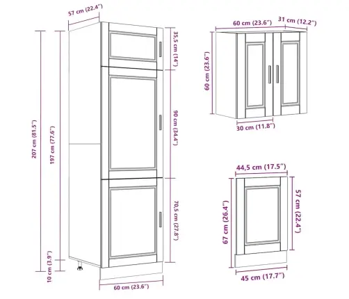 8-Osaline Köögikapi Komplekt Kalmar, Tehispuit