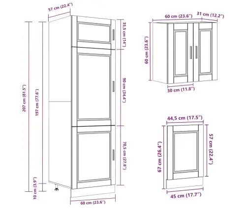 Virtuvinių Spintelių Komplektas, 8 Dalių, Kalmar, Ruda