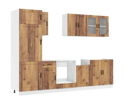8-Osaline Köögikapi Komplekt Kalmar, Vana Puit, Tehispuit
