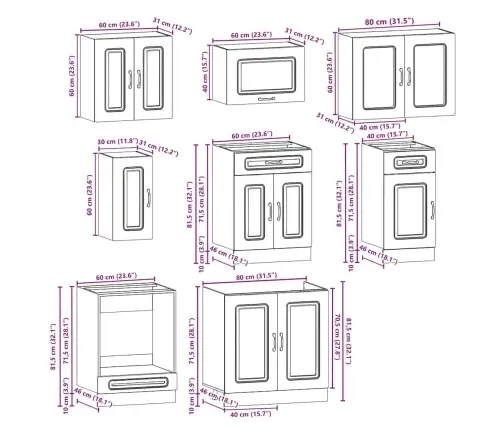 8-Daļīgs Virtuves Skapītis Komplekts, Kalmar, Ozola Krāsa Vidaxl
