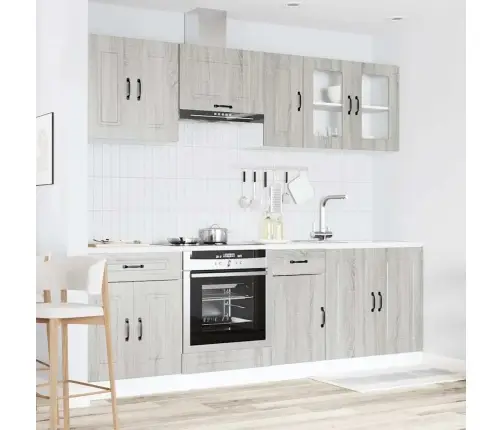 8-Daļīgs Virtuves Skapītis Komplekts, Kalmar, Pelēka Koka Vidaxl