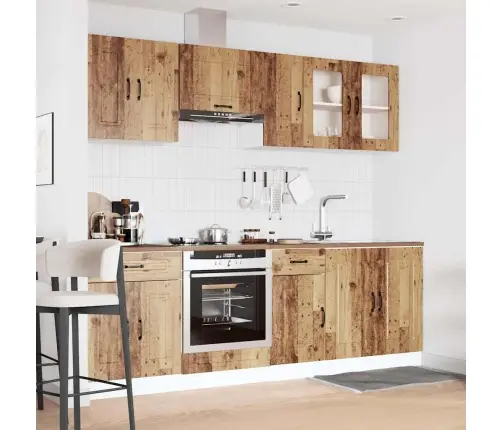 8-Osaline Köögikapi Komplekt Kalmar, Vana Puit, Tehispuit