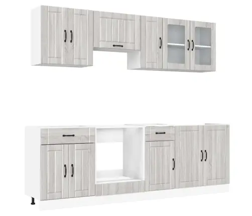 Virtuvinių Spintelių Komplektas, 8 Dalių, Kalmar, Pilka