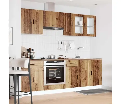 8-Osaline Köögikapi Komplekt Kalmar, Vana Puit, Tehispuit