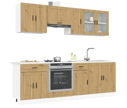 8-Daļīgs Virtuves Skapītis Komplekts, Kalmar, Koka Krāsā Vidaxl