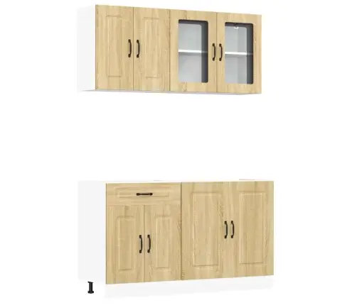 4-Daļīgs Virtuves Skapītis Komplekts, Kalmar, Ozolkoka Vidaxl