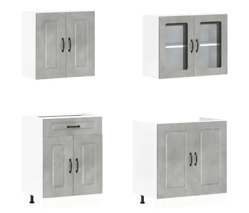 4-Daļīgs Virtuves Skapītis Komplekts, Kalmar, Betona Pelēks Vidaxl