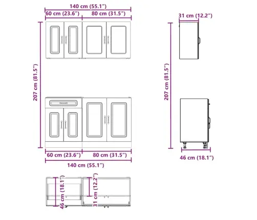 Virtuvinių Spintelių Komplektas, 4 Dalių, Kalmar, Ruda