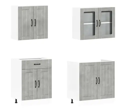 4-Daļīgs Virtuves Skapītis Komplekts, Kalmar, Betona Pelēks Vidaxl