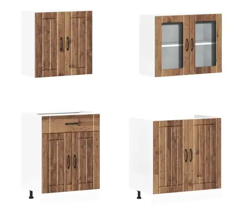 4-Daļīgs Virtuves Skapītis Komplekts, Kalmar, Veca Koka Vidaxl