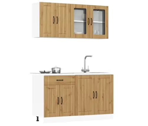 4-Daļīgs Virtuves Skapītis Komplekts, Kalmar, Koka Krāsā Vidaxl