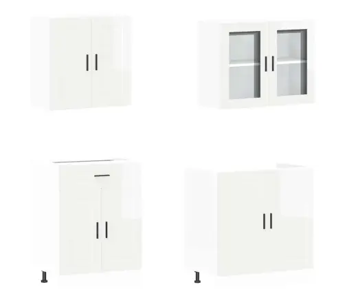 Virtuvinių Spintelių Komplektas, 4 Dalių, Porto, Balta