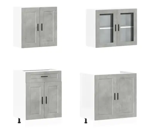 4-Daļīgs Virtuves Skapītis Komplekts, Porto, Betona Pelēks Vidaxl