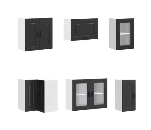 11-Osaline Köögikapi Komplekt Kalmar, Must, Tehispuit