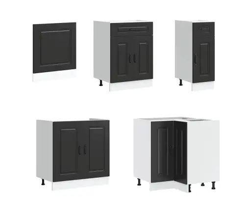 11-Osaline Köögikapi Komplekt Kalmar, Must, Tehispuit