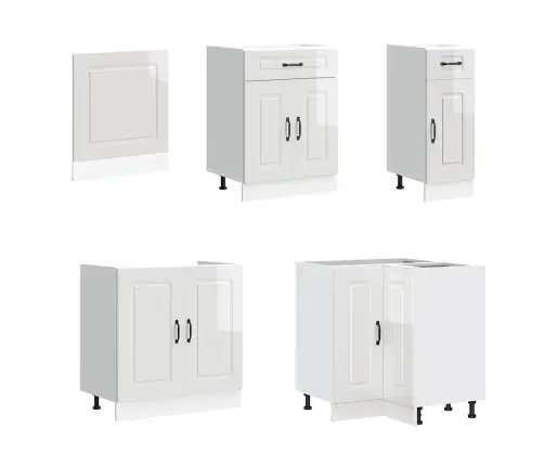 11-Daļīgs Virtuves Skapītis Komplekts, Kalmar, Spīdīgi Balta Vidaxl