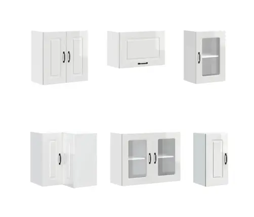 11-Daļīgs Virtuves Skapītis Komplekts, Kalmar, Spīdīgi Balta Vidaxl