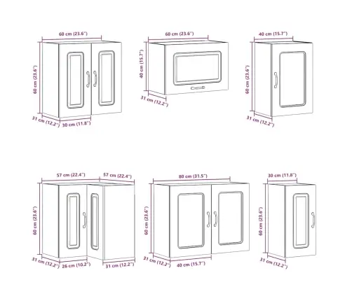 11-Daļīgs Virtuves Skapītis Komplekts, Kalmar, Spīdīgi Balta Vidaxl