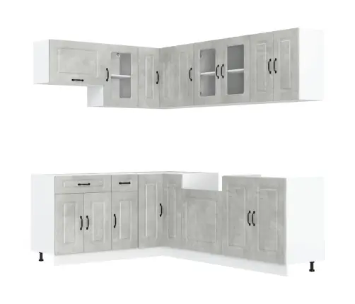 11-Daļīgs Virtuves Skapītis Komplekts, Kalmar, Betona Pelēks Vidaxl