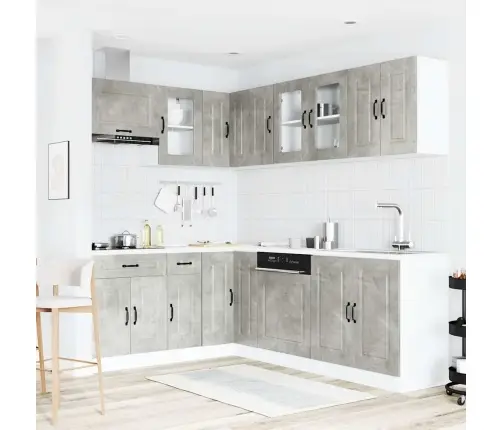 11-Daļīgs Virtuves Skapītis Komplekts, Kalmar, Betona Pelēks Vidaxl