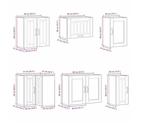 11-Daļīgs Virtuves Skapītis Komplekts, Lucca, Veca Koka Vidaxl