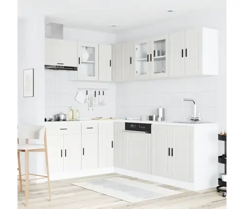 11-Osaline Köögikapi Komplekt Porto, Valge, Tehispuit