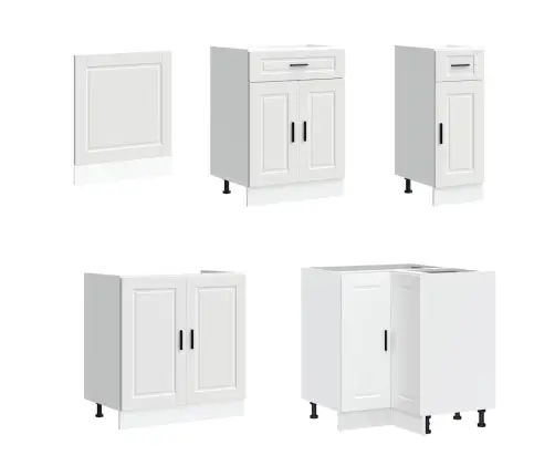 11-Osaline Köögikapi Komplekt Porto, Valge, Tehispuit