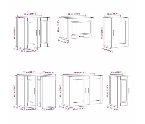 11-Osaline Köögikapi Komplekt Porto, Valge, Tehispuit