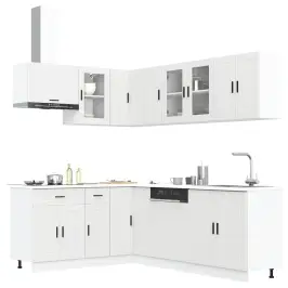 11-Osaline Köögikapi Komplekt Porto, Valge, Tehispuit