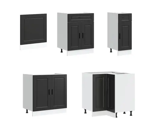 Virtuvinių Spintelių Komplektas, 11 Dalių, Porto, Juoda