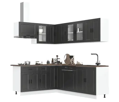 Virtuvinių Spintelių Komplektas, 11 Dalių, Porto, Juoda