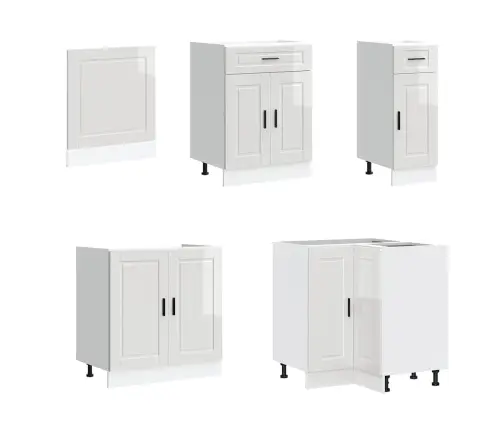 11-Daļīgs Virtuves Skapītis Komplekts, Porto, Spīdīgi Balta Vidaxl