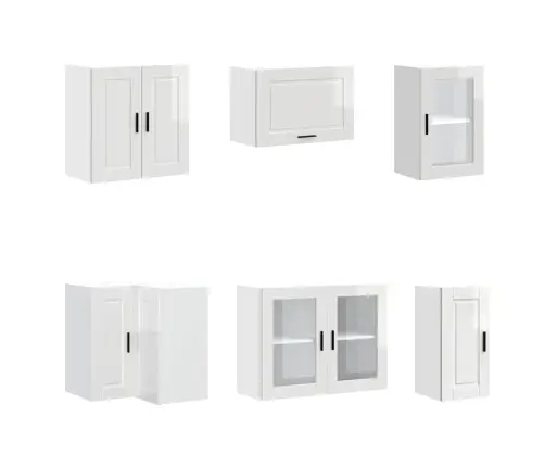 11-Daļīgs Virtuves Skapītis Komplekts, Porto, Spīdīgi Balta Vidaxl