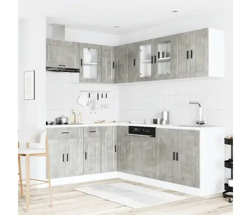 11-Daļīgs Virtuves Skapītis Komplekts, Porto, Betona Pelēks Vidaxl