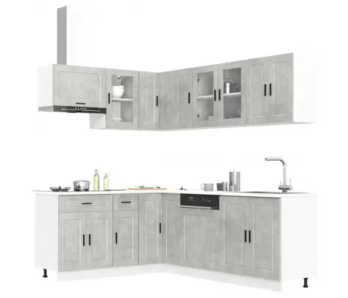 11-Daļīgs Virtuves Skapītis Komplekts, Porto, Betona Pelēks Vidaxl