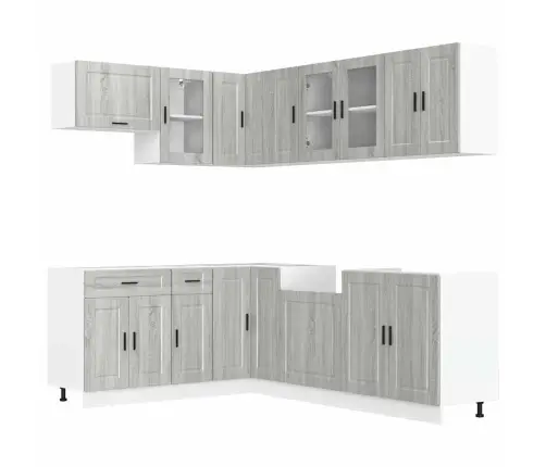 Virtuvinių Spintelių Komplektas, 11 Dalių, Porto, Pilka