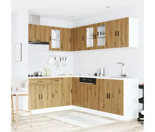 11-Osaline Köögikapi Komplekt Porto, Käsitöötamm, Tehispuit