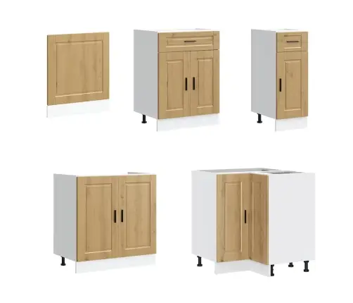 11-Osaline Köögikapi Komplekt Porto, Käsitöötamm, Tehispuit