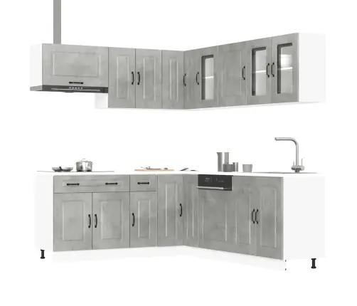 11-Daļīgs Virtuves Skapītis Komplekts, Kalmar, Betona Pelēks Vidaxl