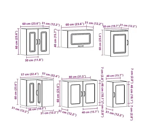 Virtuvinių Spintelių Komplektas, 11 Dalių, Kalmar, Dūminio