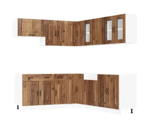 11-Osaline Köögikapi Komplekt Kalmar, Vana Puit, Tehispuit