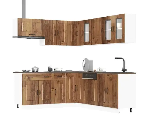 11-Osaline Köögikapi Komplekt Kalmar, Vana Puit, Tehispuit