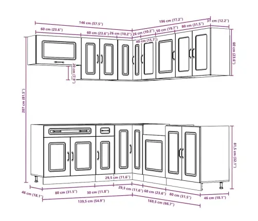 Virtuvinių Spintelių Komplektas, 11 Dalių, Kalmar, Artisano
