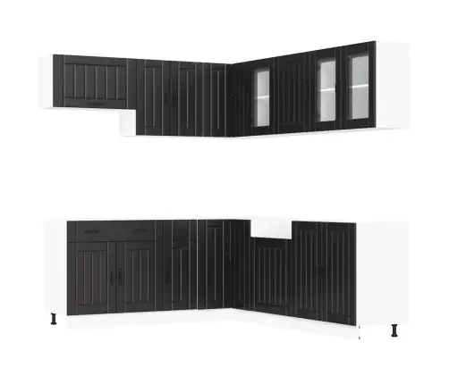 11-Daļīgs Virtuves Skapītis Komplekts, Lucca, Melns Vidaxl