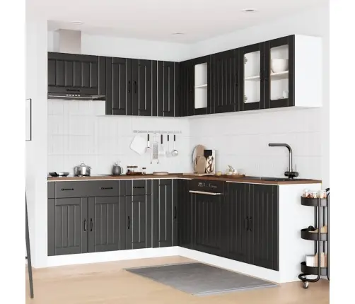 11-Daļīgs Virtuves Skapītis Komplekts, Lucca, Melns Vidaxl