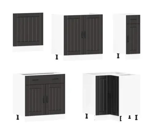 11-Daļīgs Virtuves Skapītis Komplekts, Lucca, Melns Vidaxl