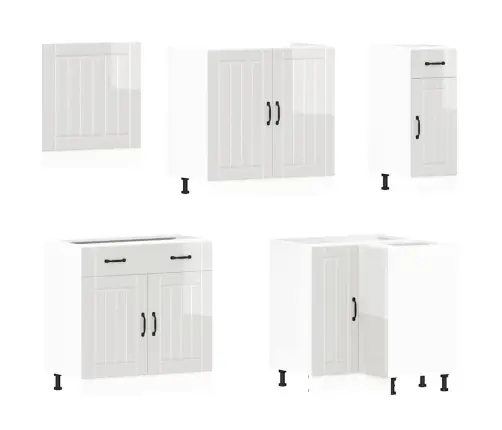 11-Daļīgs Virtuves Skapītis Komplekts, Lucca, Spīdīgi Balta Vidaxl