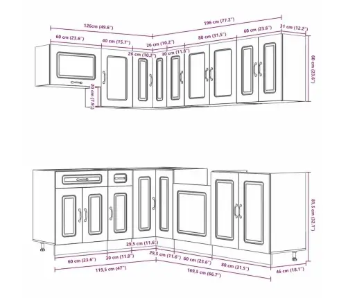 11-Osaline Köögikapi Komplekt Lucca, Sonoma Tamm, Tehispuit